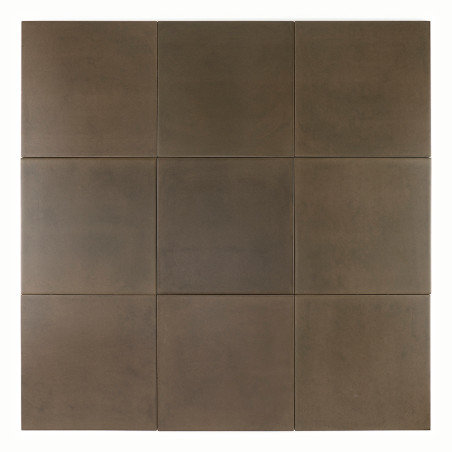 Nine uniform, square brown tiles arranged in a three-by-three grid. The tiles appear smooth and unadorned, creating a simple, ge