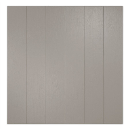 Cinq panneaux verticaux uniformes forment un carreau gris clair sans couture avec une subtile texture de grain de bois, suggéran