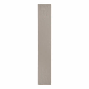 Un carreau de céramique rectangulaire gris clair se dresse verticalement, affichant une surface lisse et légèrement texturée, su