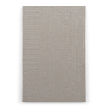 Un carreau rectangulaire affiche un motif subtil et texturé combinant de petits rectangles et des lignes de quadrillage, dans un