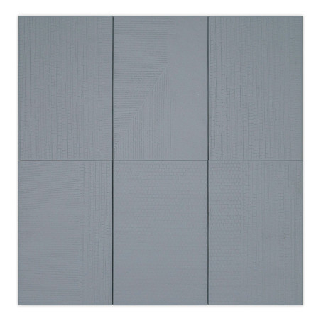 Le carreau comporte six sections rectangulaires avec des textures linéaires variées, disposées selon un motif en grille, créant 