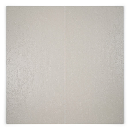 Dos azulejos rectangulares de color gris claro adyacentes con una superficie brillante forman un telón de fondo minimalista en u