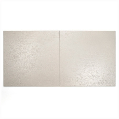 Two light beige rectangular tiles are joined together. They have a subtle textured surface, placed against a plain white backgro