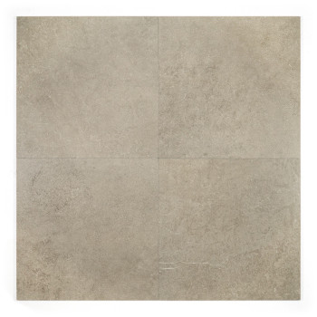 Eine glatte, quadratische Fliese weist eine hellbeige, steinartige Textur mit subtilen Maserungen und Sprenkeln auf und eignet s