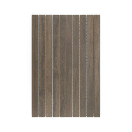 Le carreau rectangulaire marron présente des rainures verticales semblables à du bois, disposées uniformément sur sa surface, su