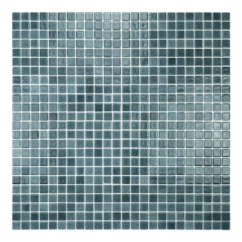 Square glass tiles arranged in a grid, varying shades of blue, set against a white background.