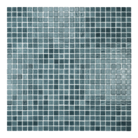 Greenish-blue glass tiles arranged in a symmetrical mosaic pattern, creating a gradient effect in a square layout.