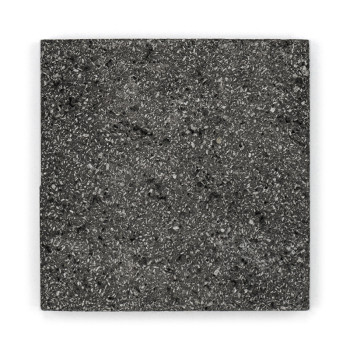 Square stone tile featuring a speckled, textured surface. resting flat against a white background.