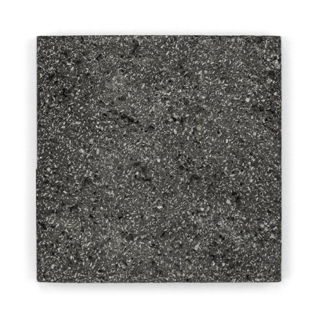 Square stone tile featuring a speckled, textured surface. resting flat against a white background.