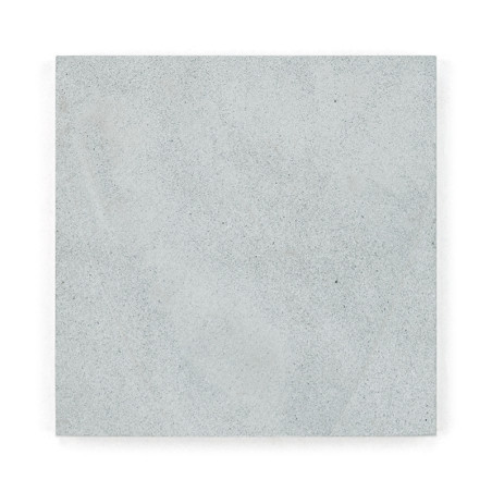Square gray stone tile, lying flat, displaying a smooth, speckled texture in an isolated, white background.