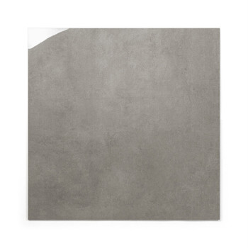Un carreau carré au fini lisse et mat apparaît dans une couleur gris clair, positionné sur un fond blanc uni.