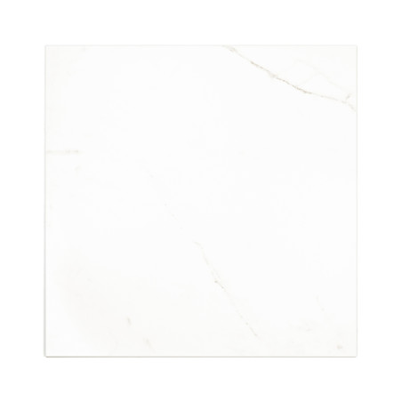 Un carreau carré blanc présente de subtiles veines grises, ressemblant à du marbre, sur un fond uni, soulignant son design éléga