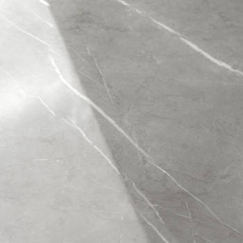 Gray marble tile features subtle white veining, reflecting sunlight. set in a flat, indoor environment.