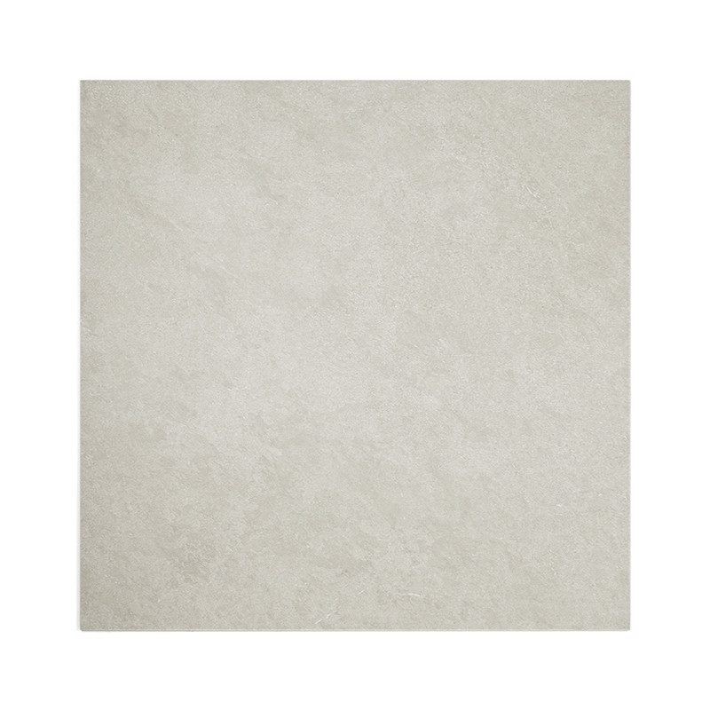 Un azulejo cuadrado muestra un patrón sutil y texturizado con tonos grises claros, creando un diseño neutro y versátil adecuado 