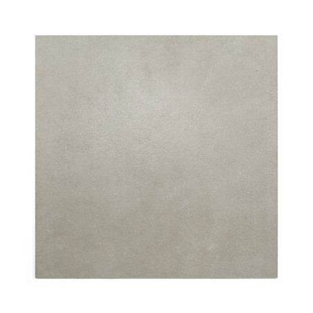 El azulejo es un cuadrado liso de color gris mate con una textura sutil, sobre un fondo blanco liso.