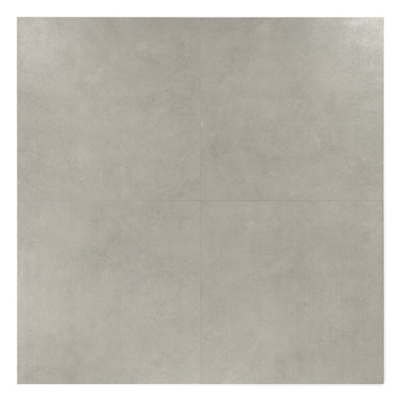 Azulejo cerámico de color gris con acabado liso y mate, dividida en cuatro tramos iguales de líneas tenues, sobre un fondo liso.