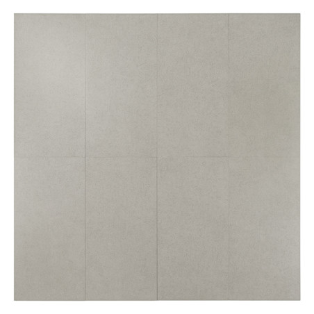 Die Fliese verfügt über eine glatte, matte Oberfläche mit hellgrauer Farbe und subtilen Gitterlinien, die ein minimalistisches, 