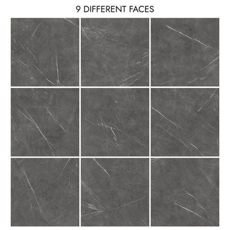 Neuf carreaux carrés présentent de subtiles veines blanches sur une surface gris foncé, disposées en grille. Le texte se lit com