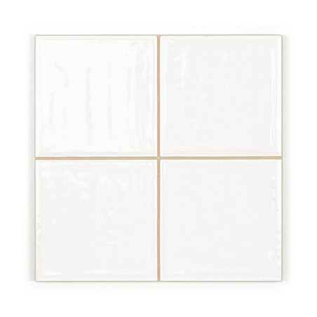 Cuatro azulejos cuadrados de color blanco brillante están dispuestos en una cuadrícula de 2x2, mostrando una superficie uniforme