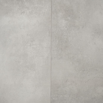 Revestimento cerâmico cinza com superfície de textura sutil, dividida por uma fina linha vertical. A textura lembra o concreto, 