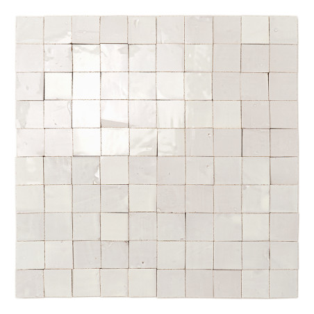 Square terracotta tiles arranged in a 10x10 grid, each aligned evenly, creating a smooth, uniform pattern.