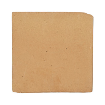 Square terracotta tile, resting flat, surrounded by a plain white background.
