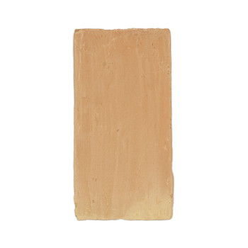 Carreau en terre cuite, rectangulaire et lisse, reposant sur un fond uni blanc.