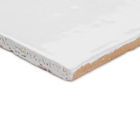 Square terracotta tile, coated with smooth white glaze, displayed against a plain white background. No text present.