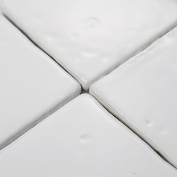 Los azulejos de terracota blanca están colocadas muy juntas, formando una superficie lisa y conectada con sutiles hoyuelos, que 
