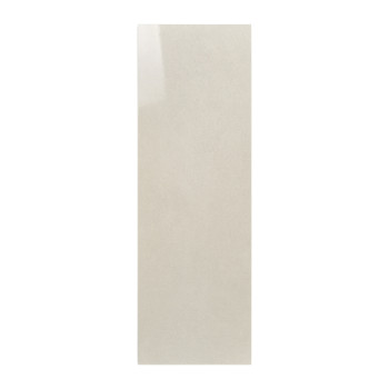 Beige rectangular tile lies flat, reflecting light subtly on a smooth, glossy surface within a plain, white background.