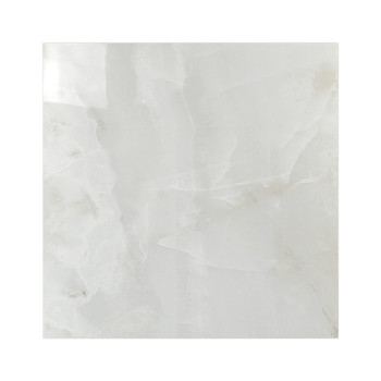Un carreau carré brillant présente un motif nuageux semblable à du marbre blanc, évoquant une apparence sereine et naturelle de 