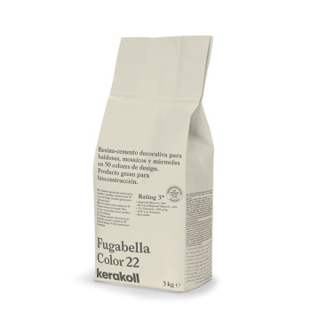 Tas staat rechtop op een vlakke ondergrond, met het opschrift `Fugabella Color 22 kerakoll`, decoratief harscement voor tegels, 