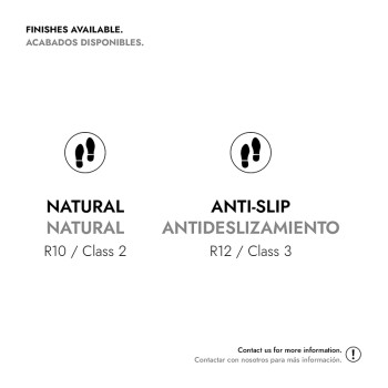 Comparação de opções de bloco: Duas categorias exibidas. Natural: R10/Classe 2. Antiderrapante: R12/Classe 3. O texto inclui `AC