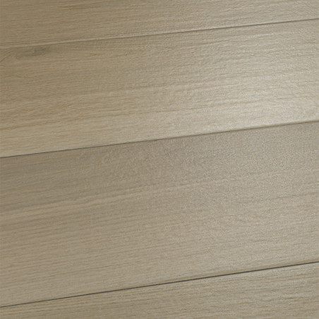 Les carreaux texturés en bois présentent des motifs de grain subtils et naturels en beige clair, ressemblant à des planches de b