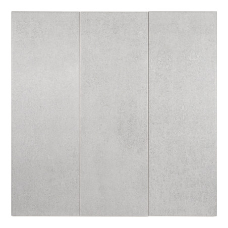A set of three rectangular gray tiles, arranged vertically, displays a smooth, slightly textured surface, set against a plain ba