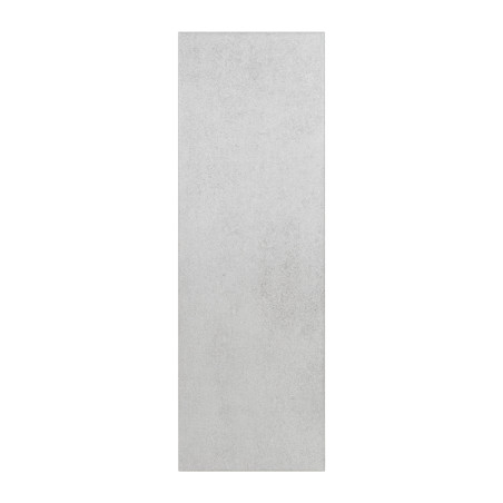 The tile is rectangular with a smooth, matte, light gray surface, suitable for flooring or wall installations in modern interior